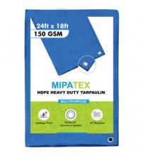 Mipatex Tarpaulin / Tirpal 24 Feet x 18 Feet 150 GSM (Blue)